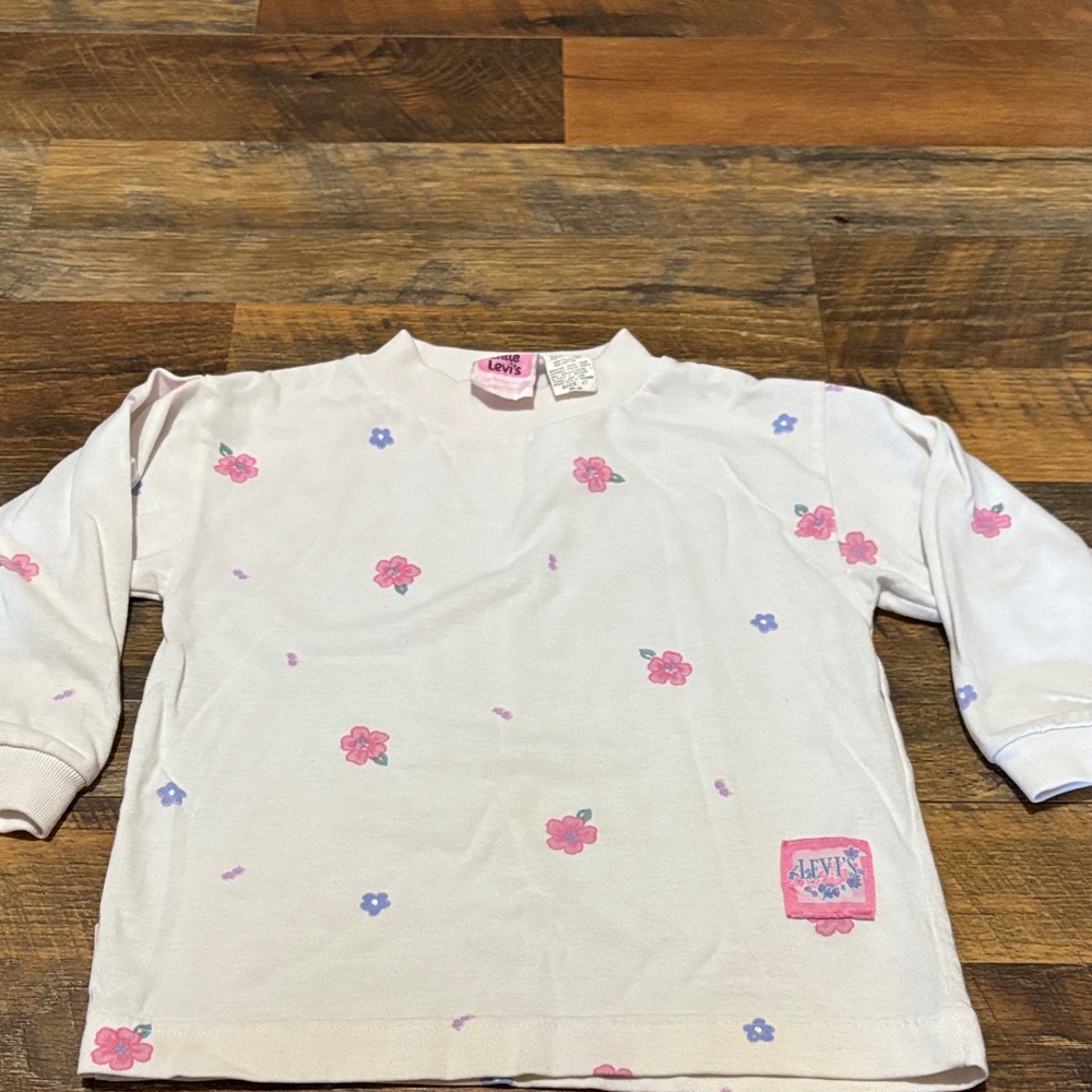 Vintage Little Levi's Kids Floral Long Sleeve Tee - Pink and Purple‎